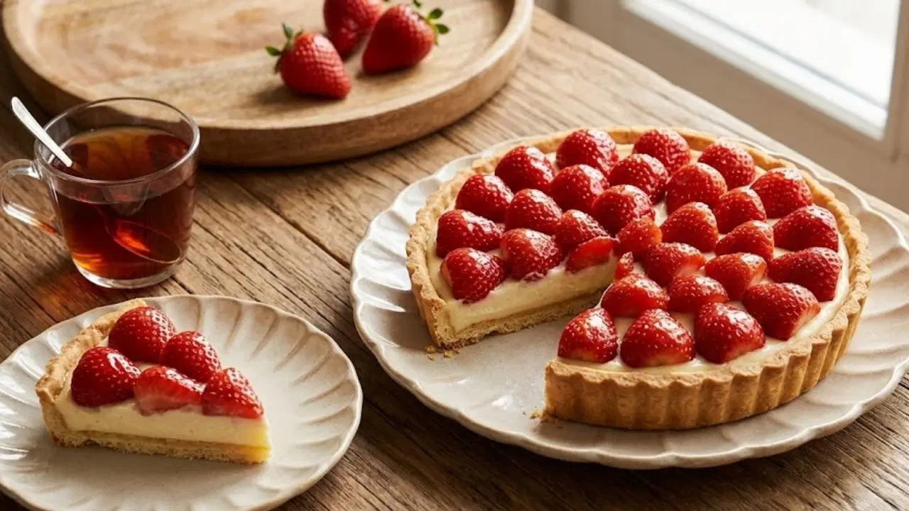 Çay saatlerine enfes lezzet: Çilekli turta tarifi