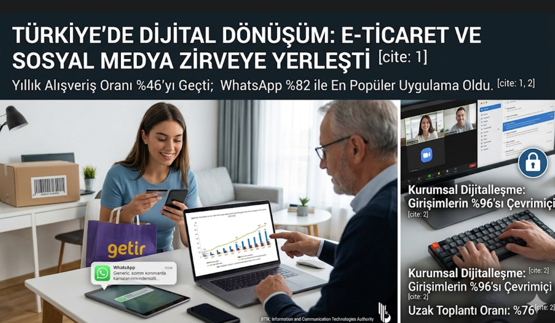 Türkiye’de Dijitalleşme Hız Kesmiyor: E-Ticaret ve Sosyal Medya Kullanımı Zirveye Yerleşti